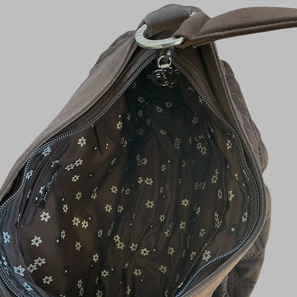 Vera Bradley Brown Espresso Quilted Microfiber Shoulder Handbag Purse Tote - Picture 10 of 10